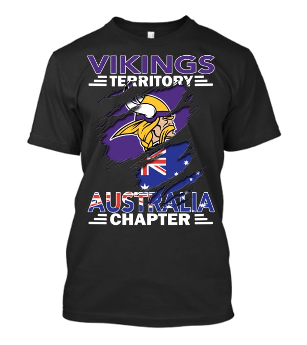 Vikings Territory Australia Chapter With Scandinavian Warrior And Australian Flag Elements T-Shirt