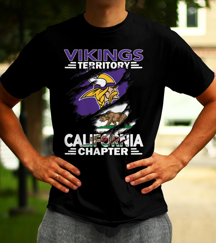 Vikings Territory California Chapter With Logo And Bear Flag Elements T-Shirt