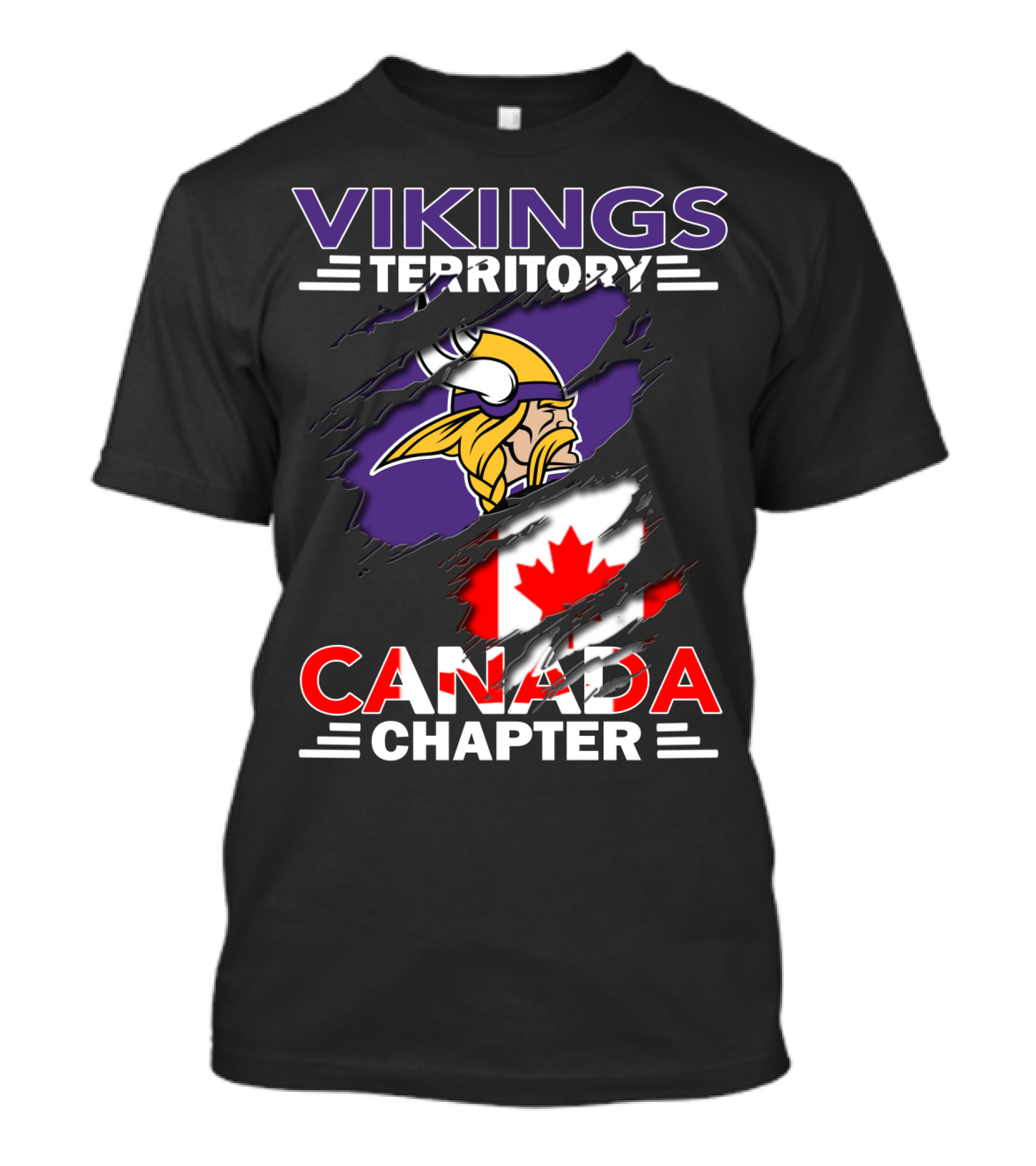 Vikings Territory Canada Chapter Canadian Flag And Viking Head T-Shirt