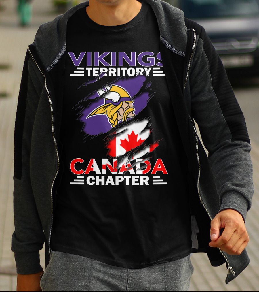 Vikings Territory Canada Chapter Canadian Flag And Viking Head T-Shirt