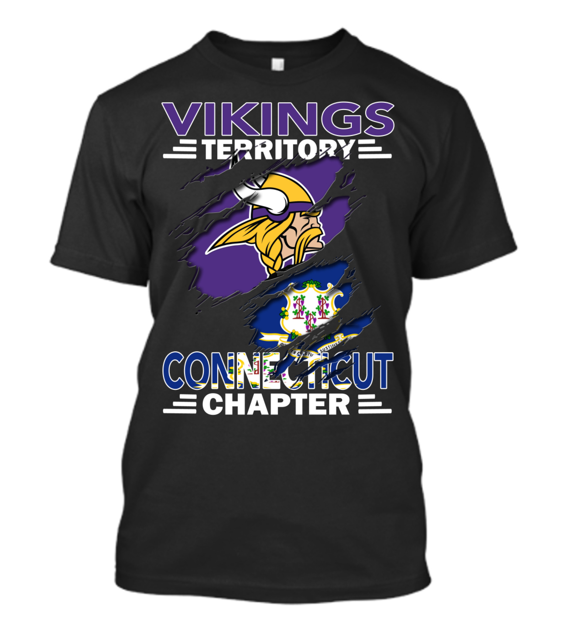 Vikings Territory Connecticut Chapter With Viking And Connecticut State Symbols T-Shirt