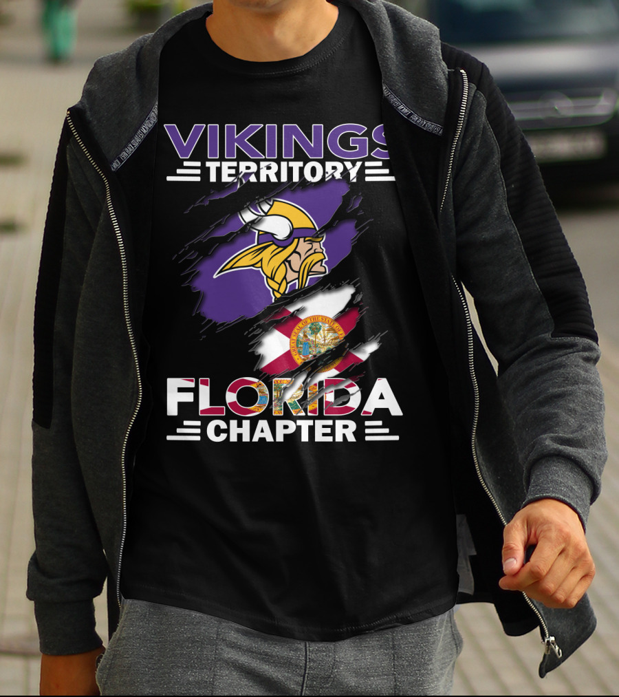 Vikings Territory Florida Chapter With Minnesota Vikings Logo And State T-Shirt