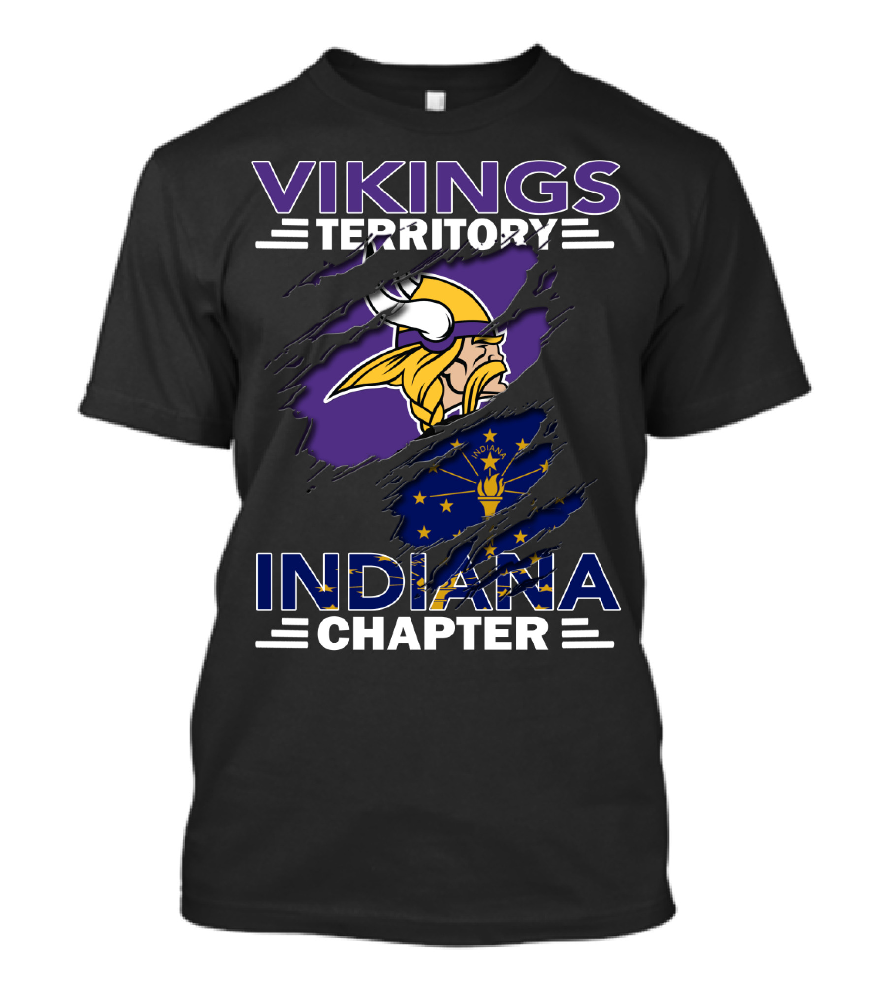Vikings Territory Indiana Chapter Viking Helmet Indiana Flag T-Shirt