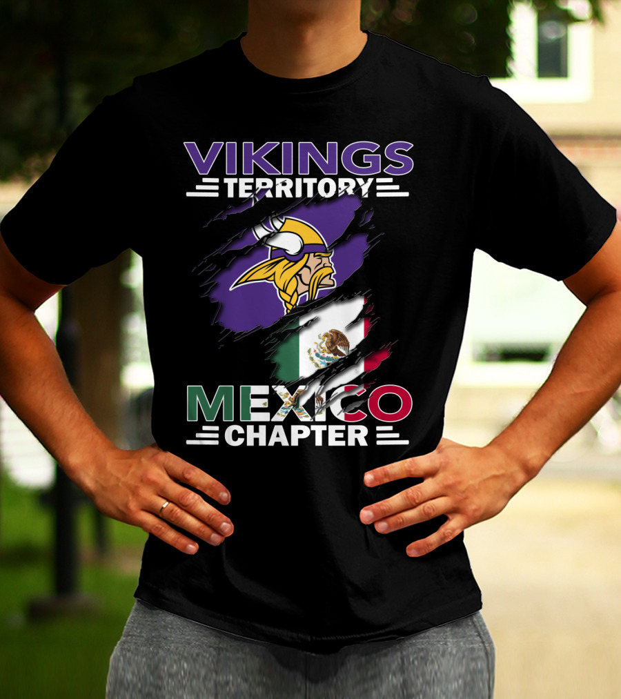 Vikings Territory Mexico Chapter NFL Team Fan Club Mexican Flag T-Shirt