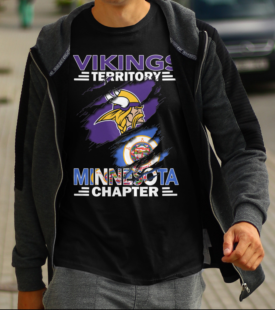 Vikings Territory Minnesota Chapter NFL Fan Logo With State Emblem T-Shirt