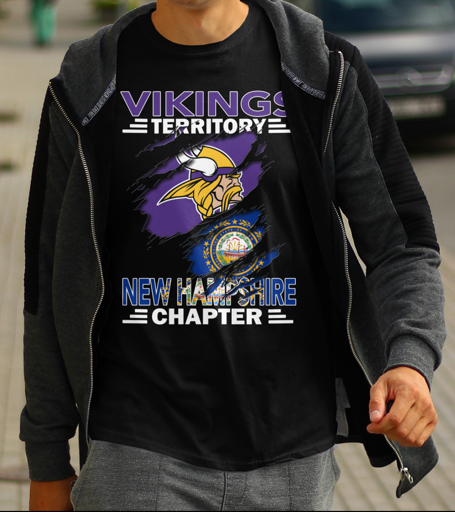 Vikings Territory New Hampshire Chapter Emblem With Viking Helmet And State Seal T-Shirt