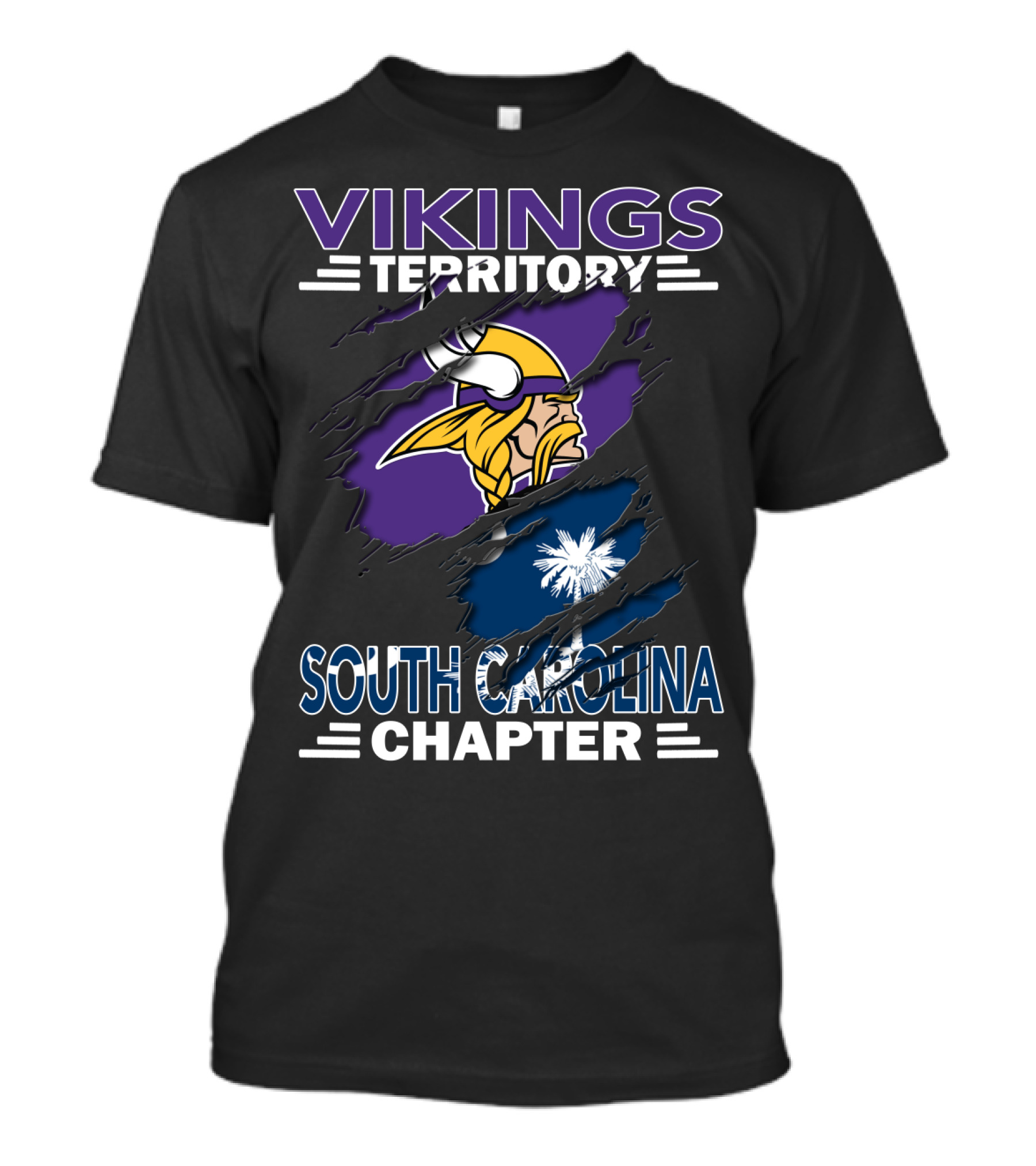 Vikings Territory South Carolina Chapter Sports Fan Logo With Iconic Viking And Palmetto T-Shirt