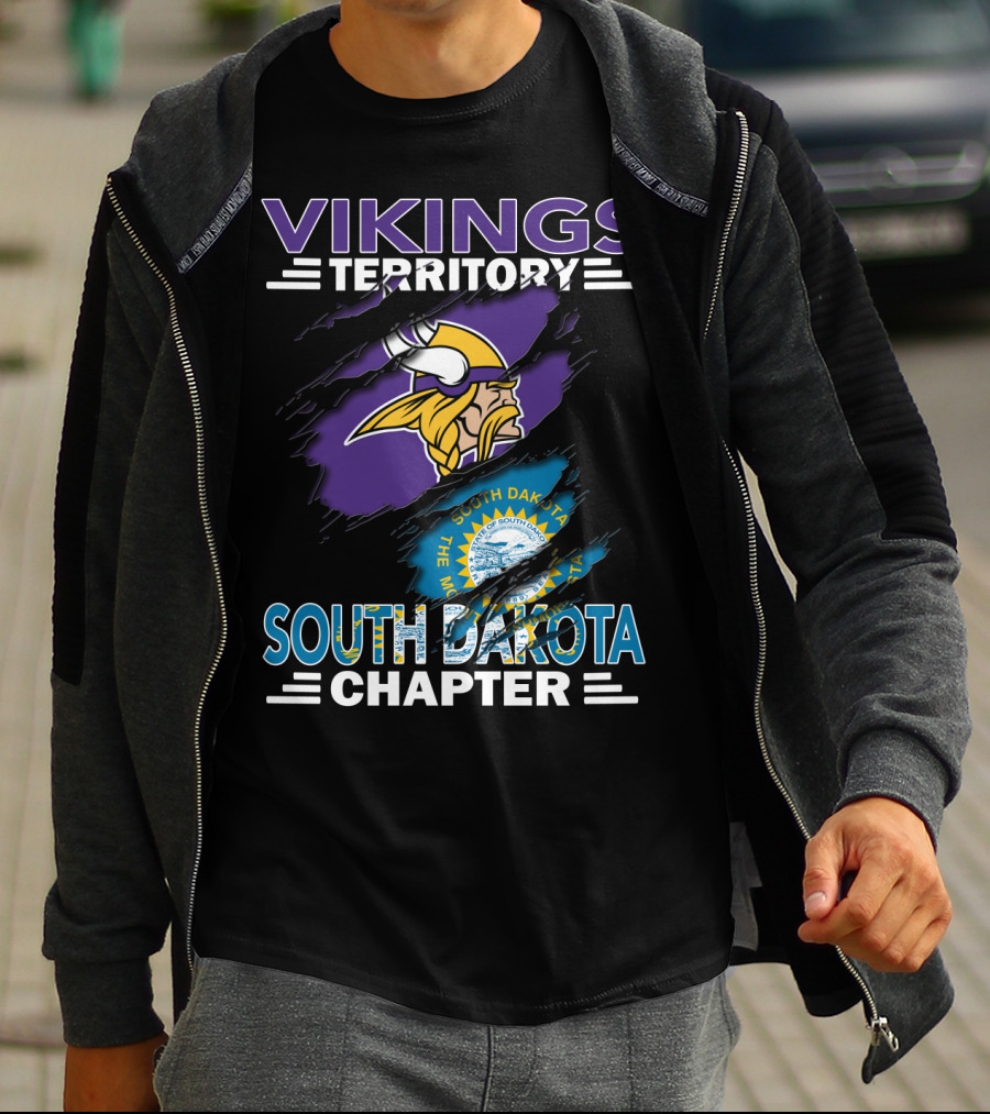 Vikings Territory South Dakota Chapter Featuring Iconic Norse Warrior And State Seal T-Shirt