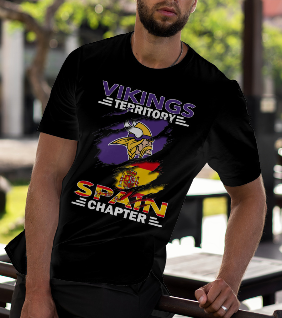 Vikings Territory Spain Chapter Vikings Logo Spain Flag T-Shirt