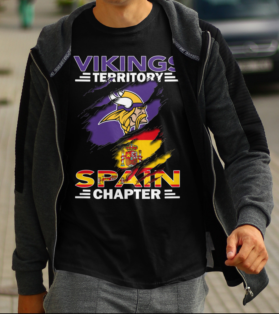 Vikings Territory Spain Chapter Vikings Logo Spain Flag T-Shirt