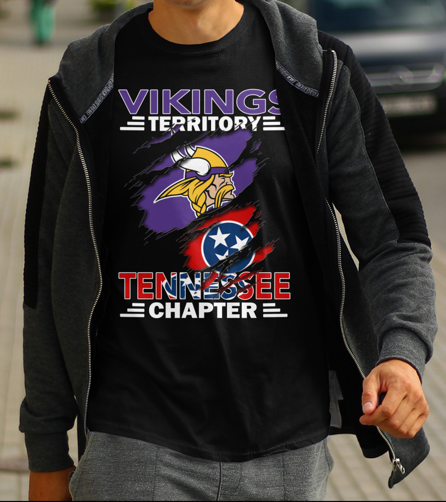 Vikings Territory Tennessee Chapter NFL Vikings And Tennessee Flag Mashup T-Shirt