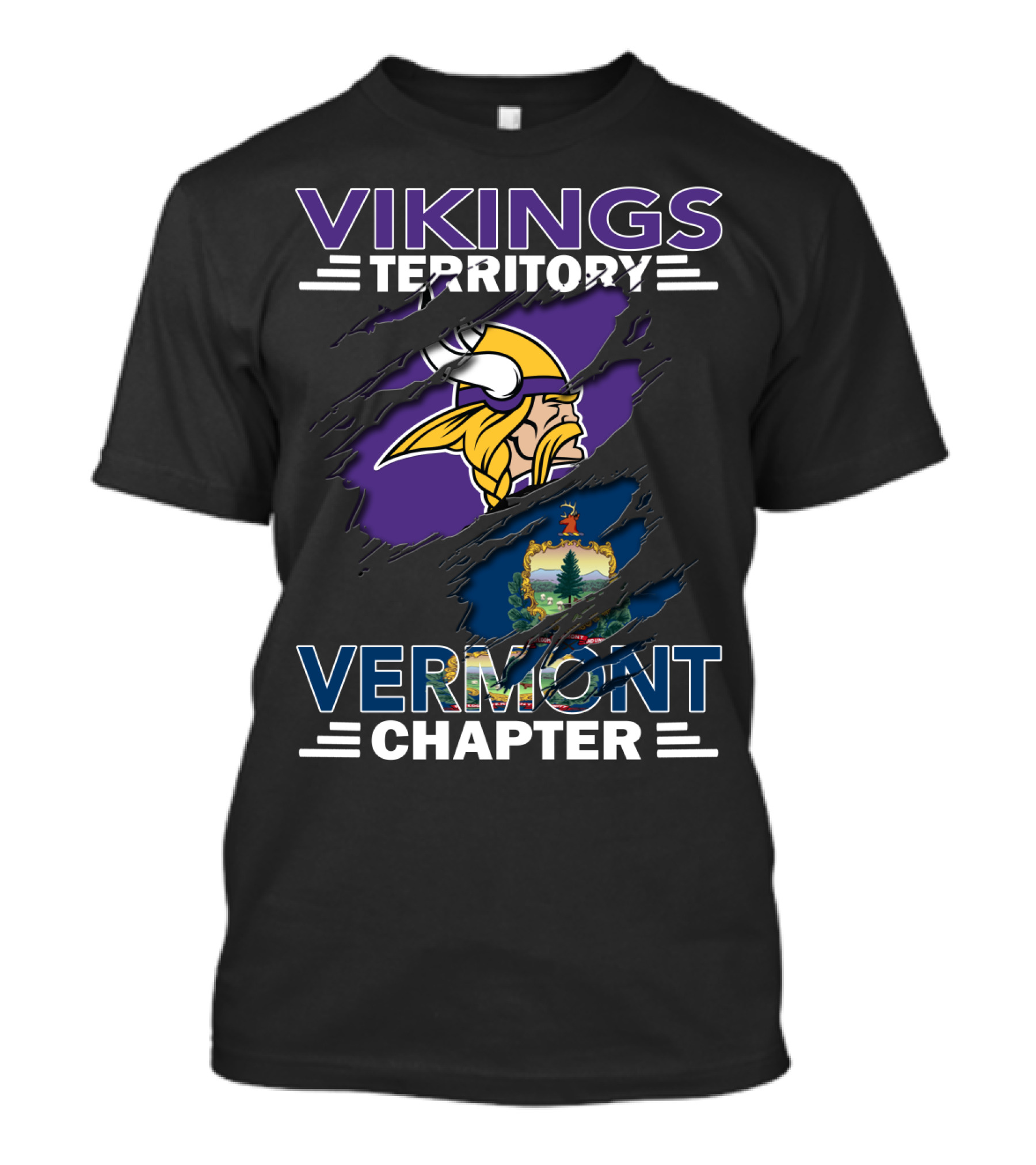 Vikings Territory Vermont Chapter Flag Slash T-Shirt