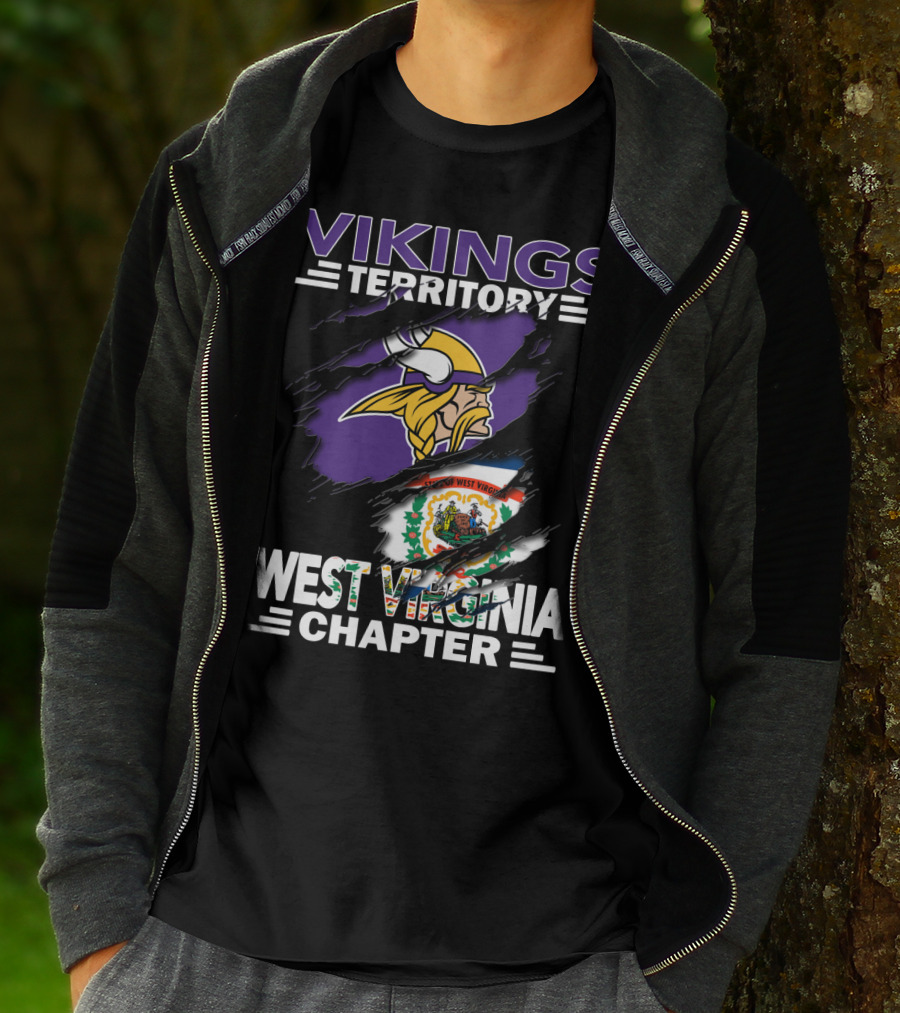 Vikings Territory West Virginia Chapter Flag And Viking Helmet T-Shirt