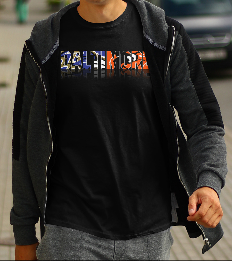 Baltimore City Ravens Orioles Lettering T-Shirt
