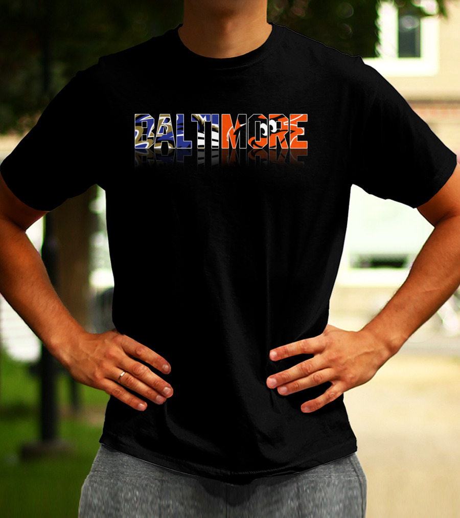 Baltimore City Ravens Orioles Lettering T-Shirt