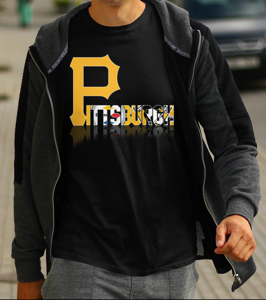 Pittsburgh Steelers Penguins Logos Reflected Contrasts T-Shirt