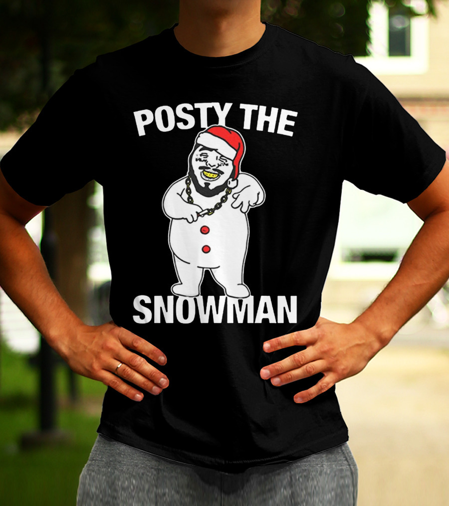 Merry Christmas Posty The Snowman Santa Malone T-Shirt