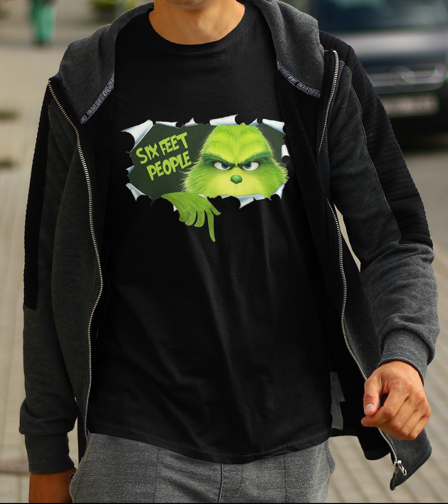 Six Feet People Grinch Social Distancing Humor T-Shirt