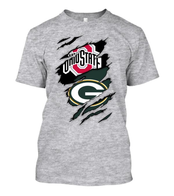 Ohio State Buckeyes Green Bay Packers Claw Rip T-Shirt