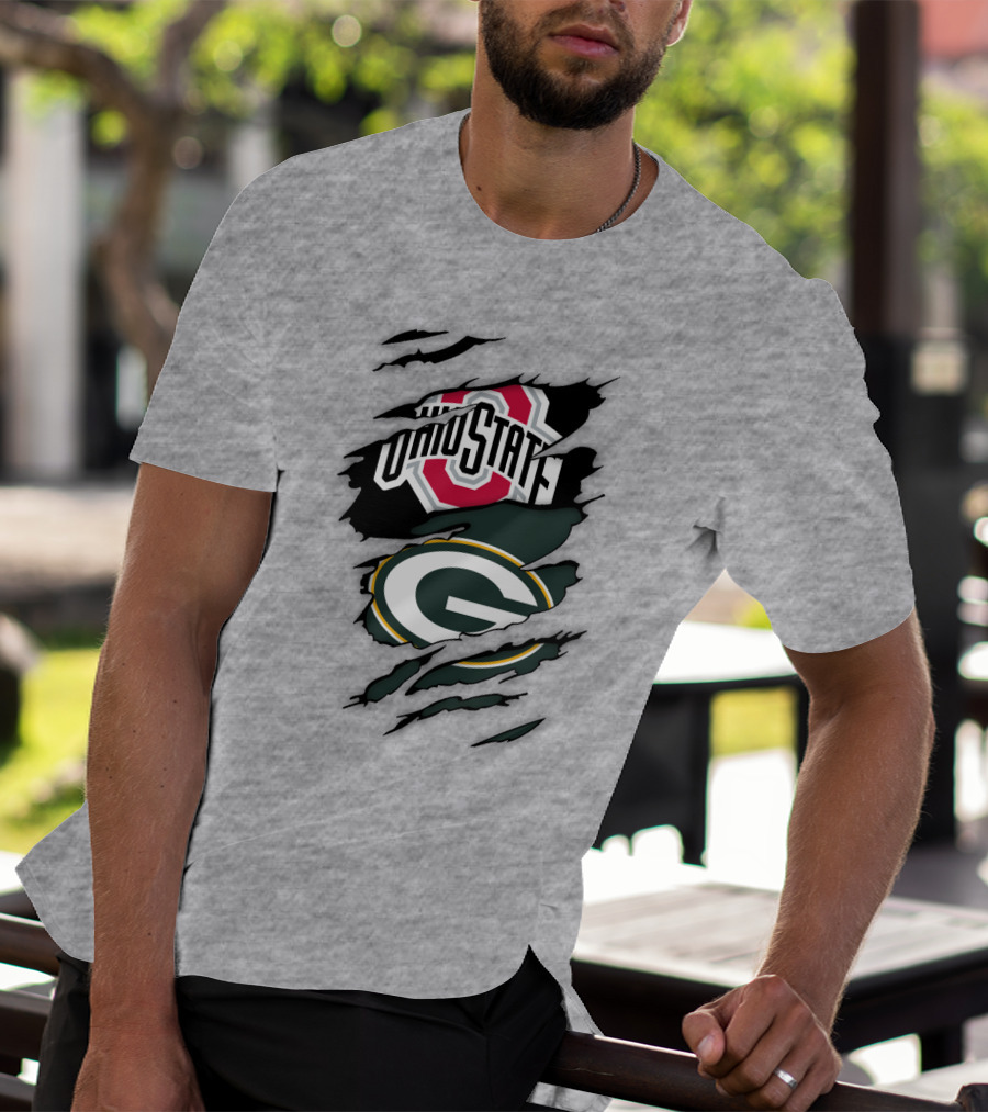 Ohio State Buckeyes Green Bay Packers Claw Rip T-Shirt
