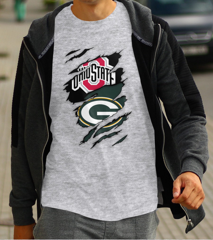 Ohio State Buckeyes Green Bay Packers Claw Rip T-Shirt