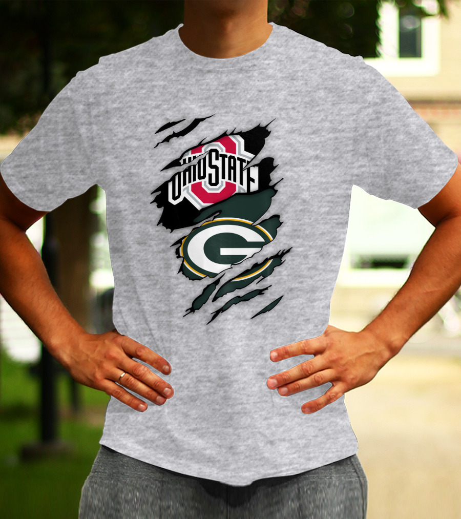 Ohio State Buckeyes Green Bay Packers Claw Rip T-Shirt