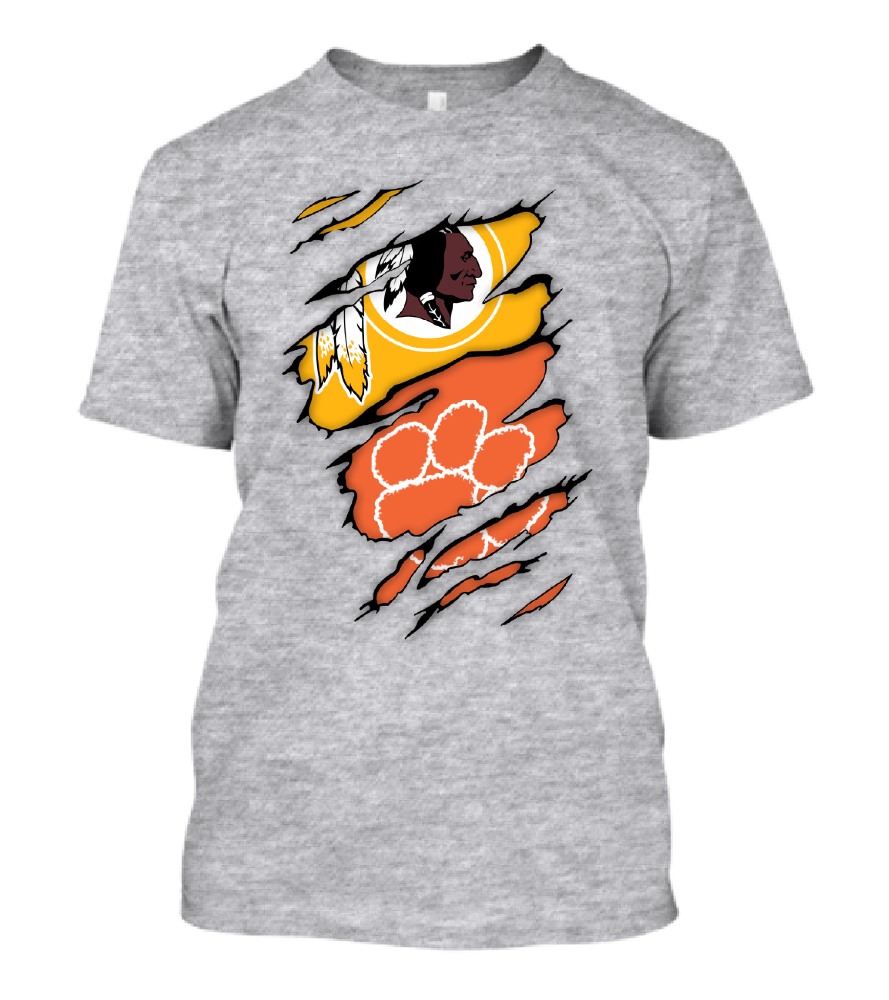 Washington Redskins Clemson Tigers Torn Claw Marks T-Shirt