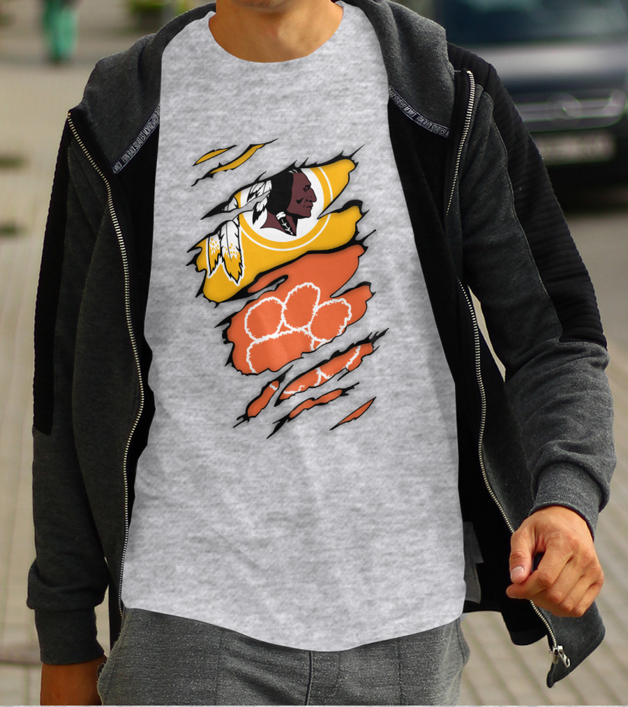 Washington Redskins Clemson Tigers Torn Claw Marks T-Shirt