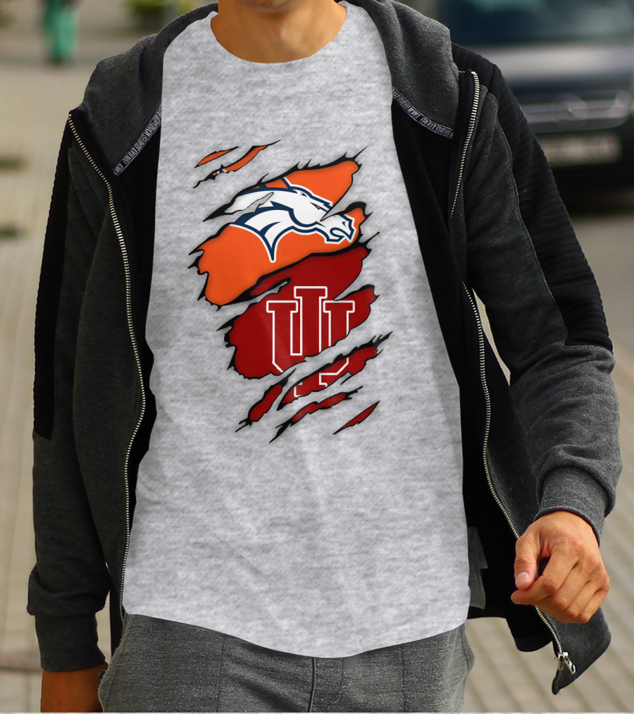 Denver Broncos Indiana Hoosiers Fan Crossover T-Shirt