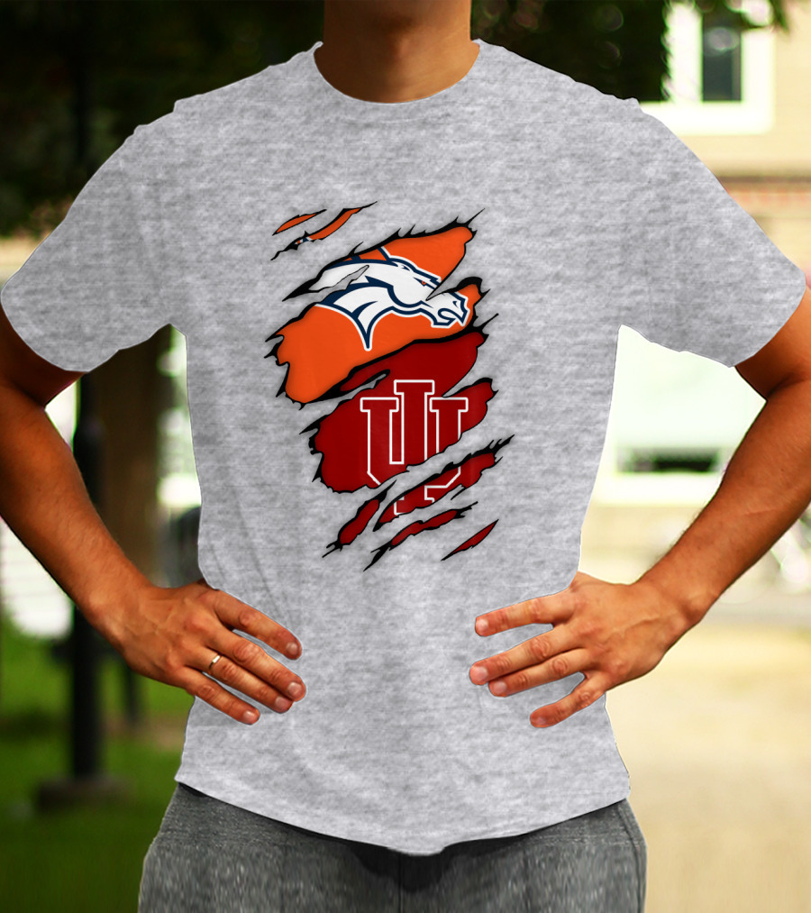 Denver Broncos Indiana Hoosiers Fan Crossover T-Shirt