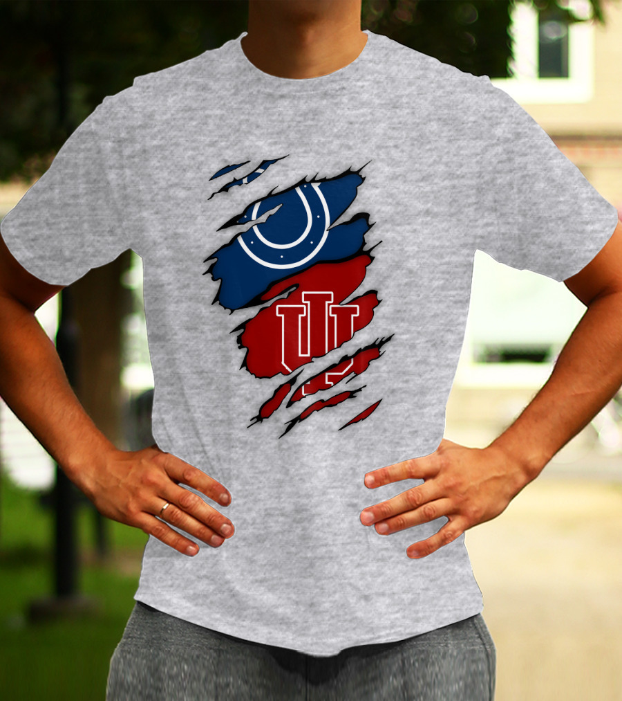 Indiana Indianapolis Colts Iu Hoosiers Logo Fusion T-Shirt