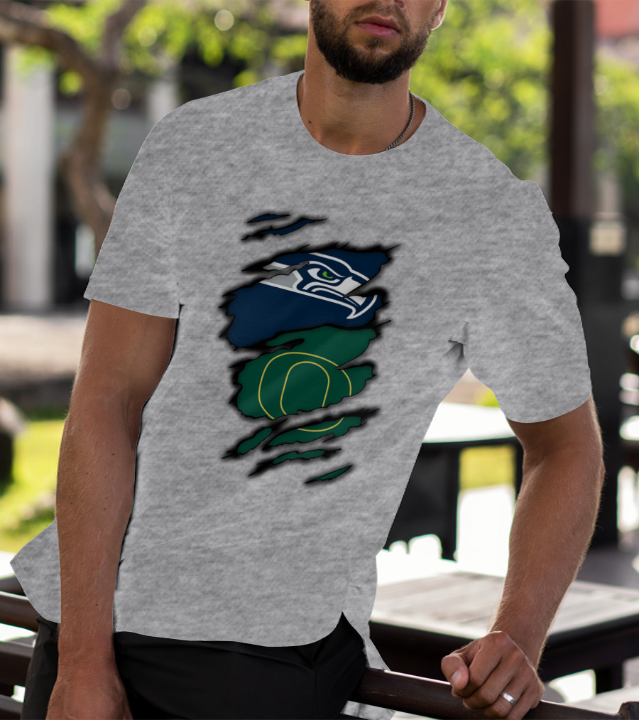 Seattle Seahawks Oregon Ducks Logo Fusion T-Shirt