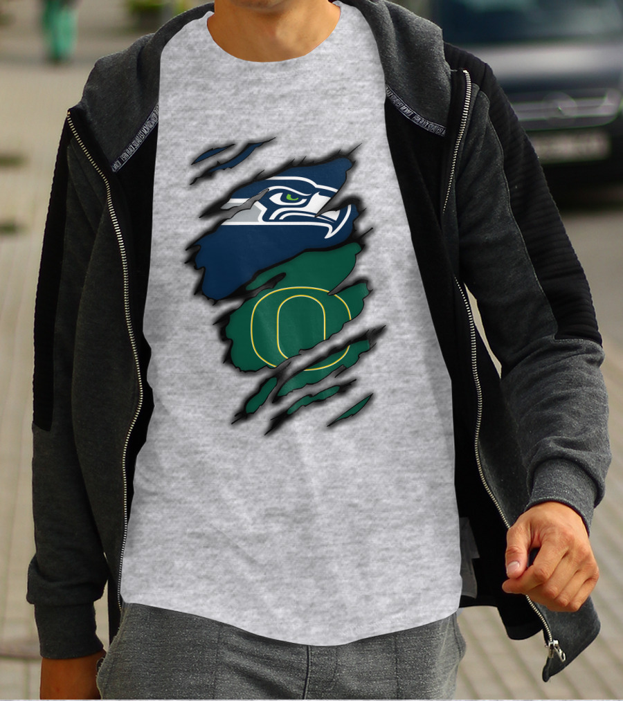 Seattle Seahawks Oregon Ducks Logo Fusion T-Shirt