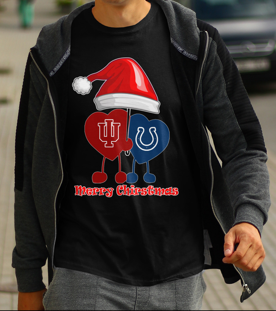 Merry Christmas Indianapolis Colts Indiana University Hearts T-Shirt