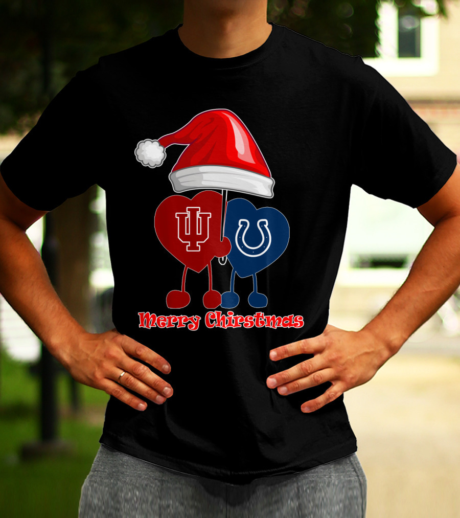 Merry Christmas Indianapolis Colts Indiana University Hearts T-Shirt