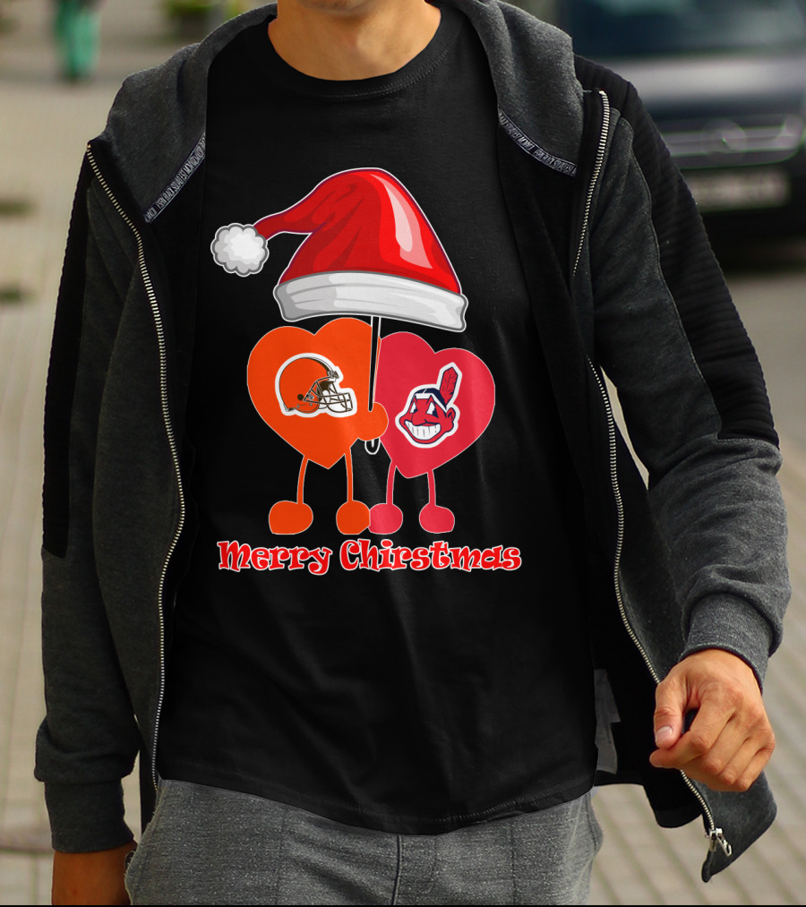 Cleveland Browns Cleveland Indians Merry Christmas T-Shirt