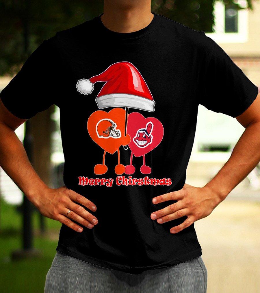Cleveland Browns Cleveland Indians Merry Christmas T-Shirt