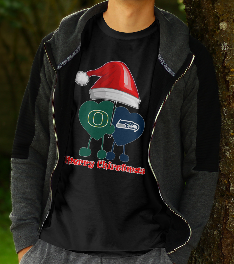 Merry Christmas Seattle Seahawks Oregon Ducks T-Shirt