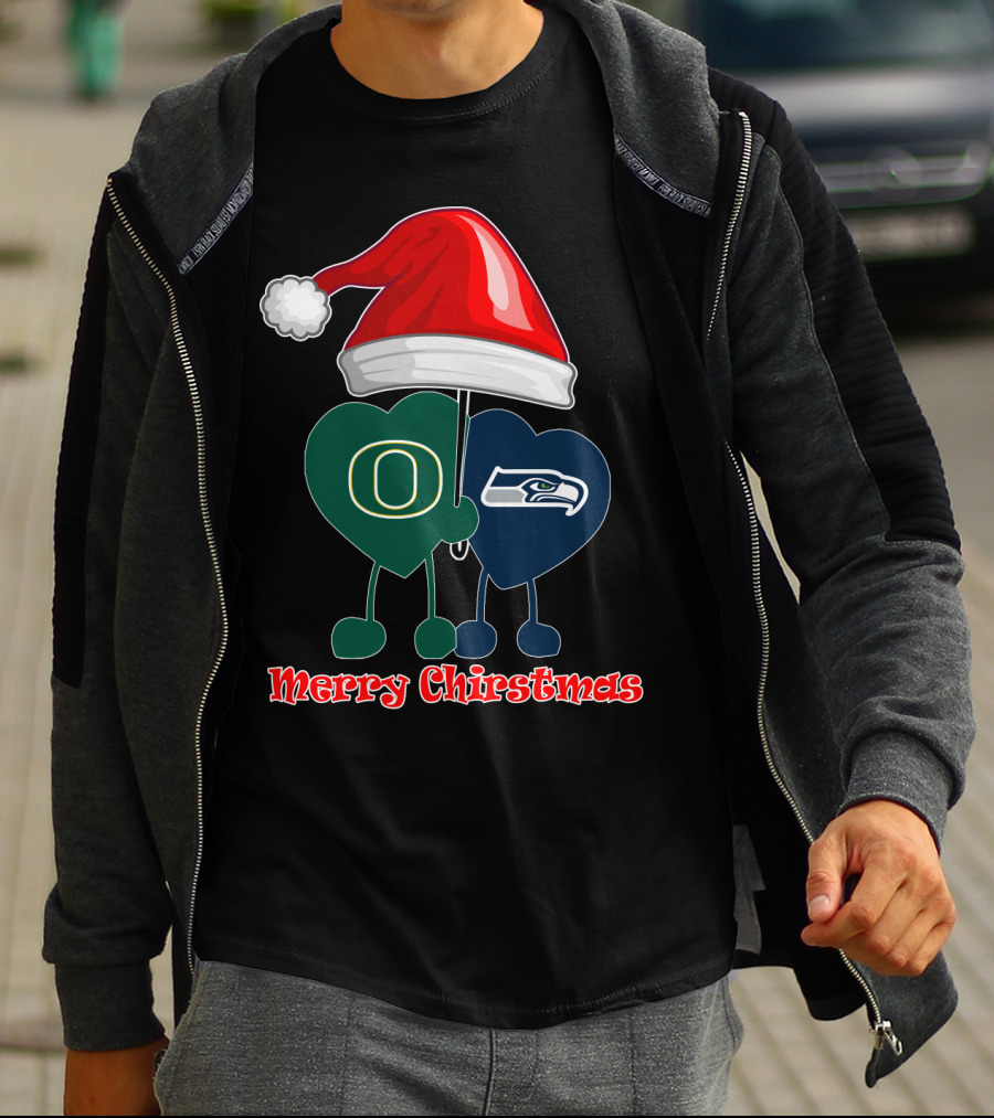 Merry Christmas Seattle Seahawks Oregon Ducks T-Shirt