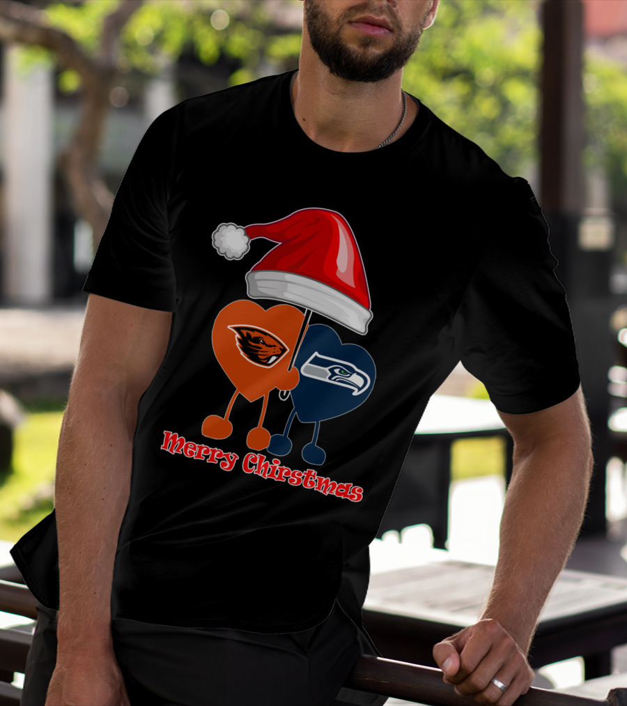 Merry Christmas Seattle Seahawks Oregon State T-Shirt