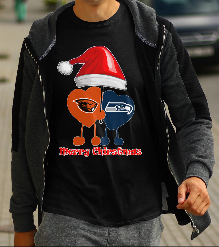 Merry Christmas Seattle Seahawks Oregon State T-Shirt