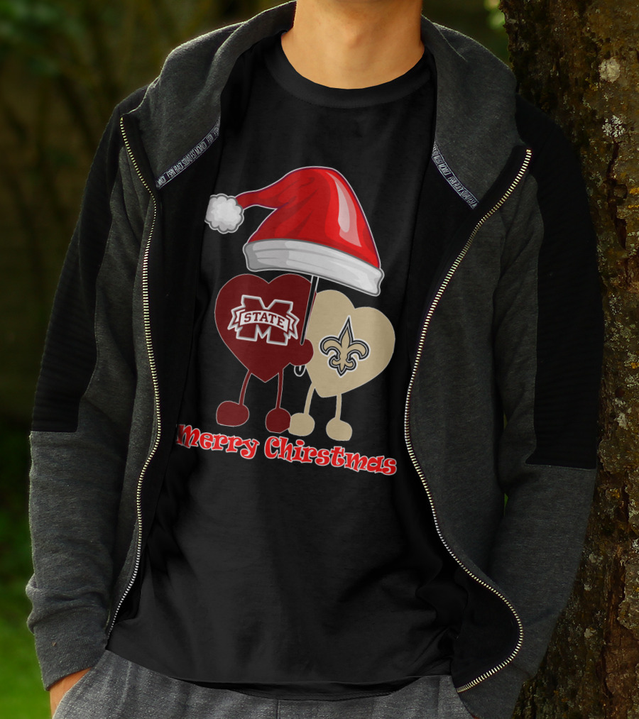Merry Christmas New Orleans Saints Ms State T-Shirt