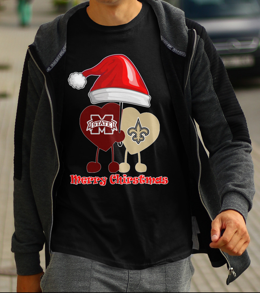 Merry Christmas New Orleans Saints Ms State T-Shirt
