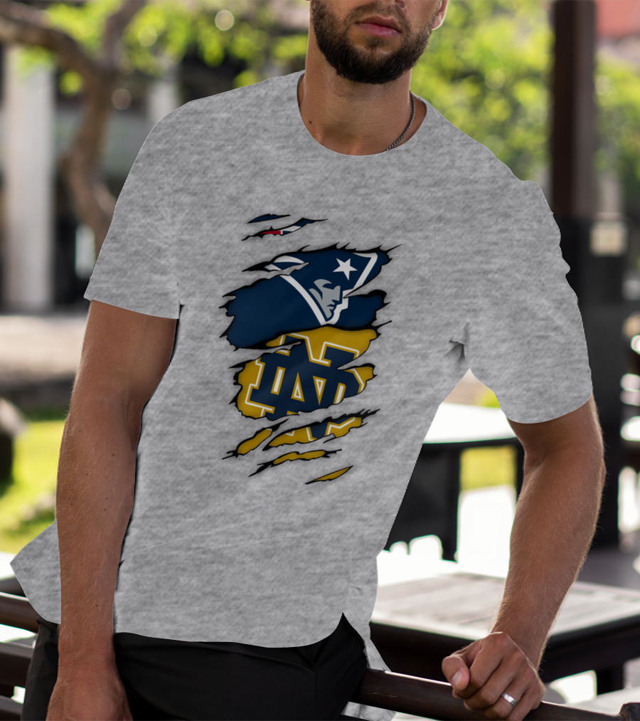 Notre Dame Fighting Irish Patriots Logo Mashup T-Shirt