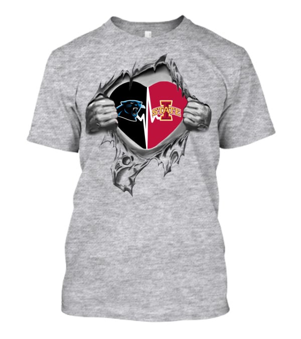 Iowa State Cyclones Carolina Panthers Heart T-Shirt