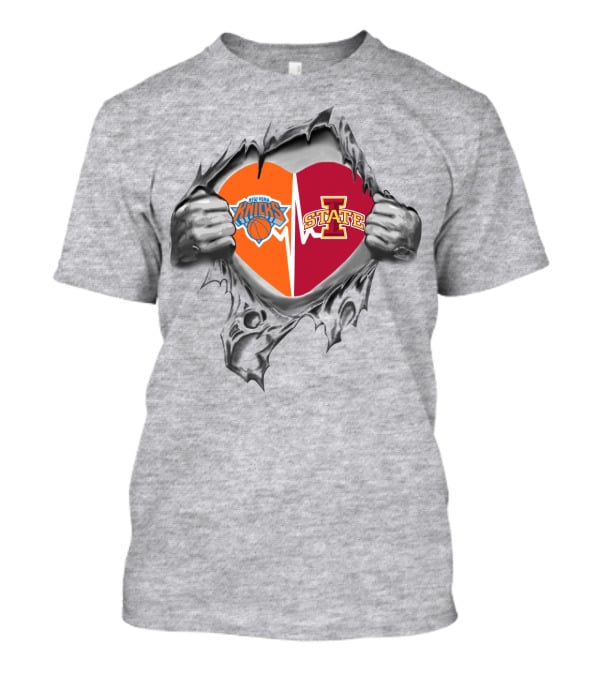 Iowa State Cyclones New York Knicks Heart Tear T-Shirt