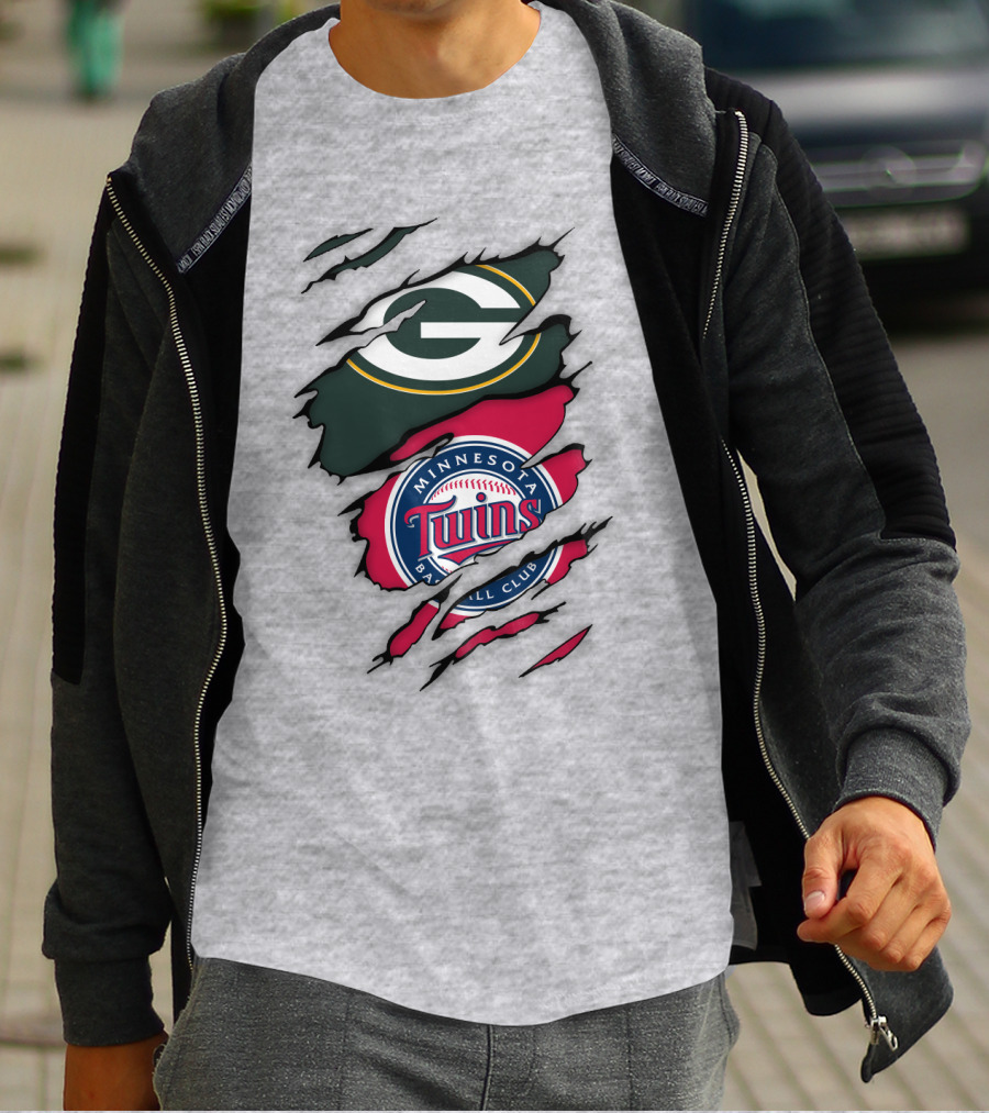 Minnesota Twins Baseball Club Green Bay Packers T-Shirt