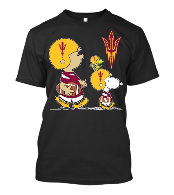 Arizona State Sun Devils Peanuts Characters Football Helmets T-Shirt