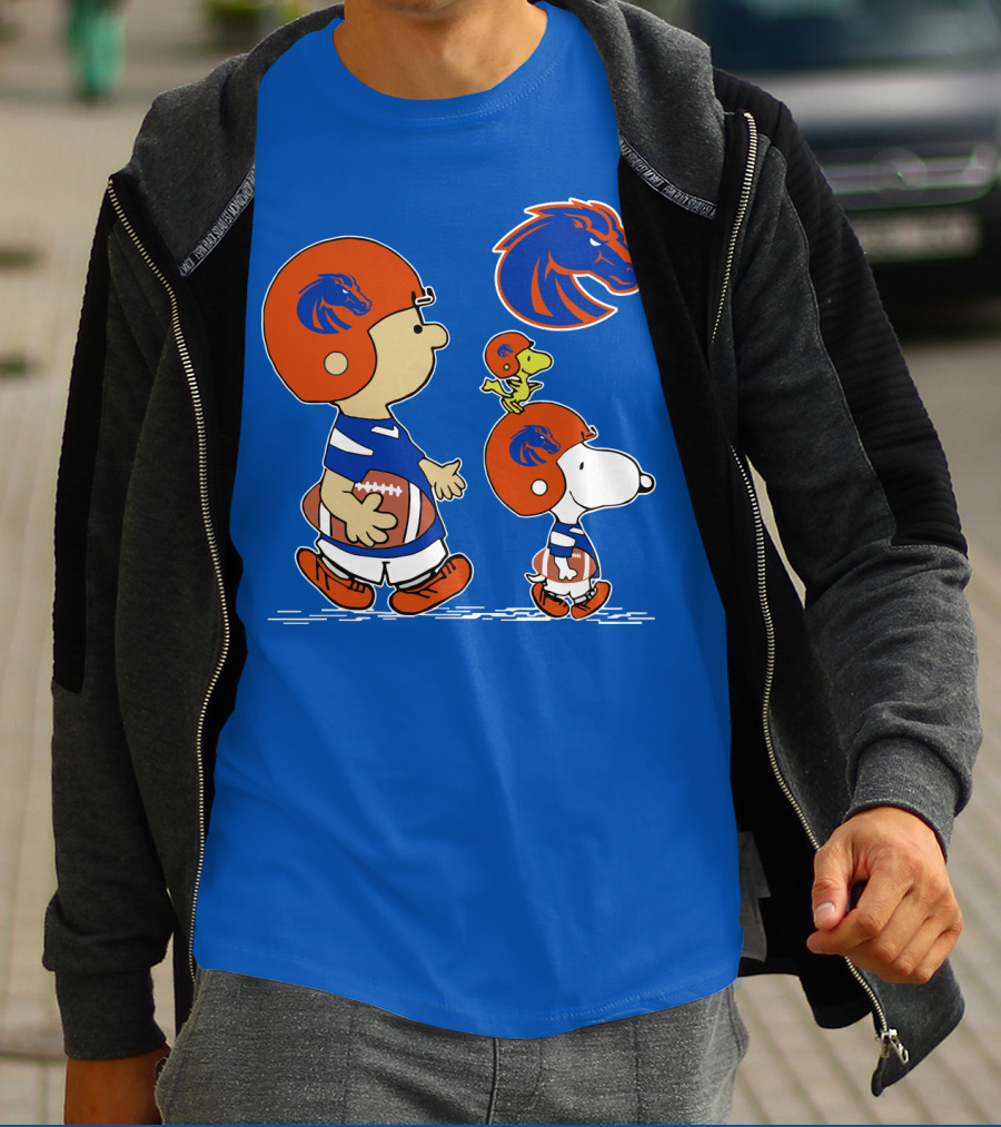 Boise State Broncos Football Characters With Helmets And Mascot T-Shirt