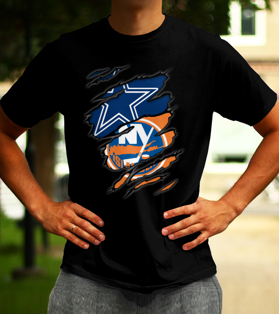 Dallas Cowboys New York Islanders Logo Mashup T-Shirt